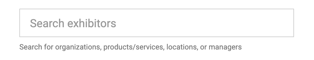 Search for exhibitors on conference platform.